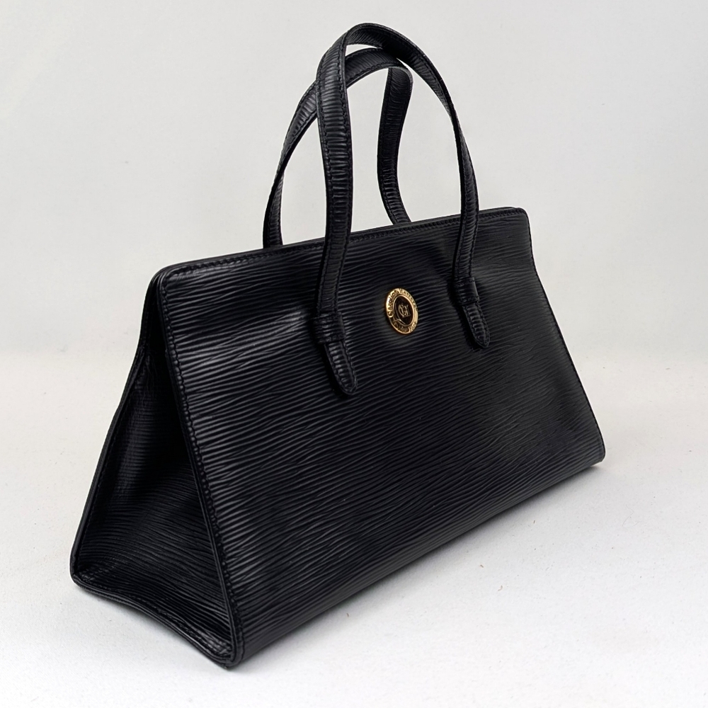 Carolina Herrera Satchel Epi Leather Handbag Double Handle Designer Quiet Luxury